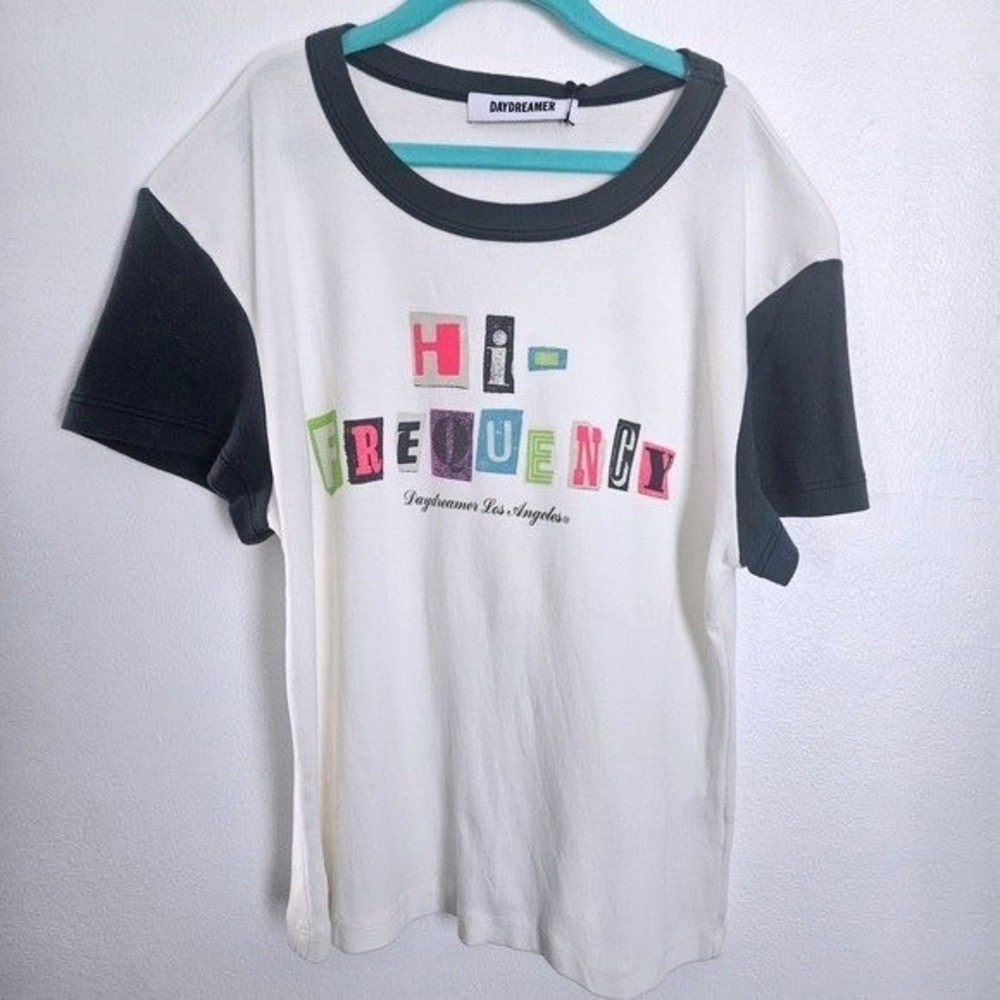 DAYDREAMER Graphic T-Shirt White Black Ringer Tee Hi Frequency small NWT